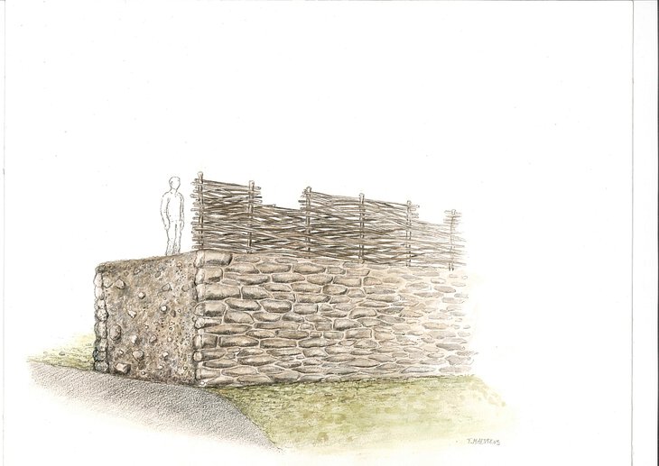 Rekonstruktion der frühmittelalterliche Mauerumwehrung.