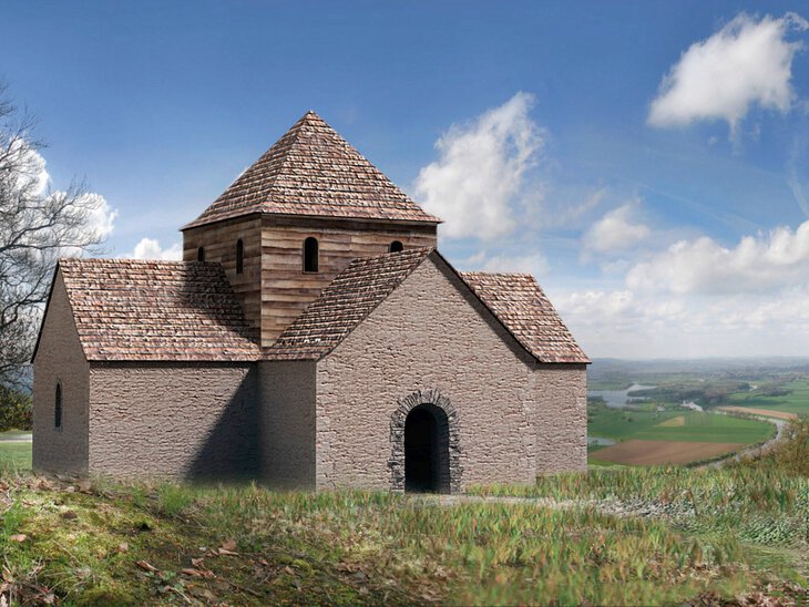 Digitale Visualisierung der sogenannten Kreuzkirche auf dem Wittekindsberg, 2006. Graphik: © GeFAO e. V.  - Boris Nasdalack, United Paint GmbH. Digitale Visualisierung der sogenannten Kreuzkirche auf dem Wittekindsberg.