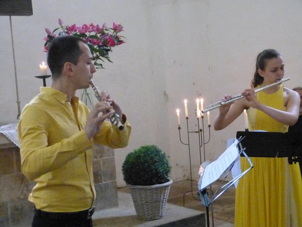 Stefan Andelkovic und Angela Andolschek begeisterten an der Querflöte.